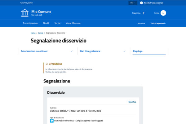 Modulo segnalazione online AGID per PNRR - Segnalazioni Web